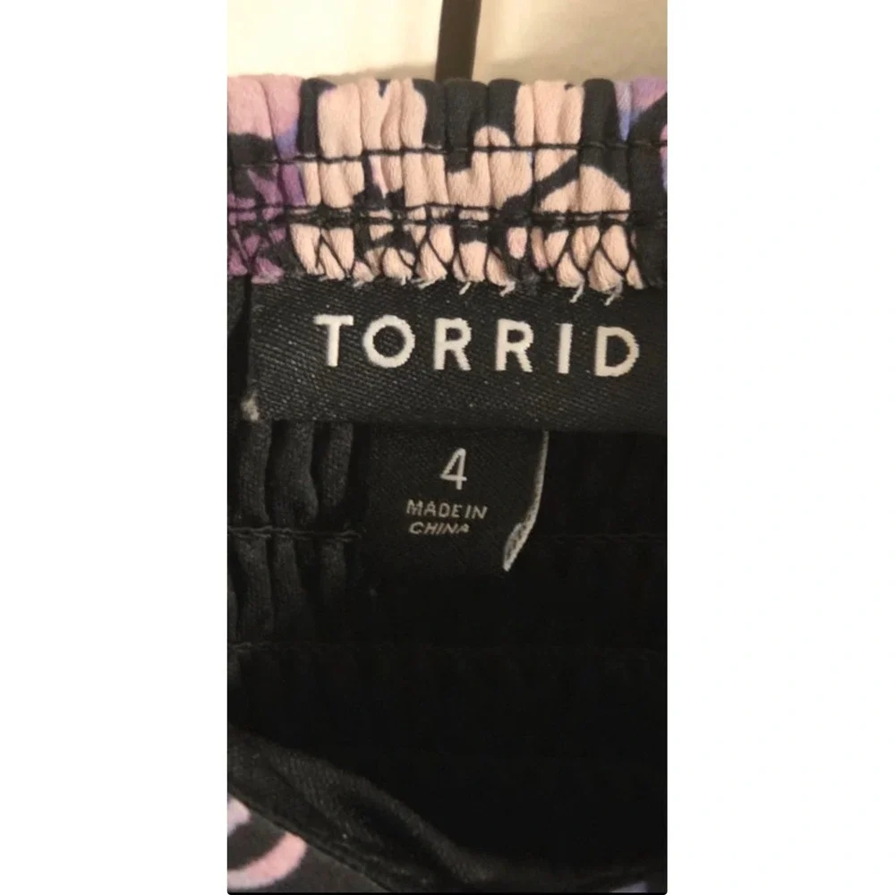 Torrid Floral Babydoll Cami Tank Top Purple Blue Smocked Back Plus Size 4 4X